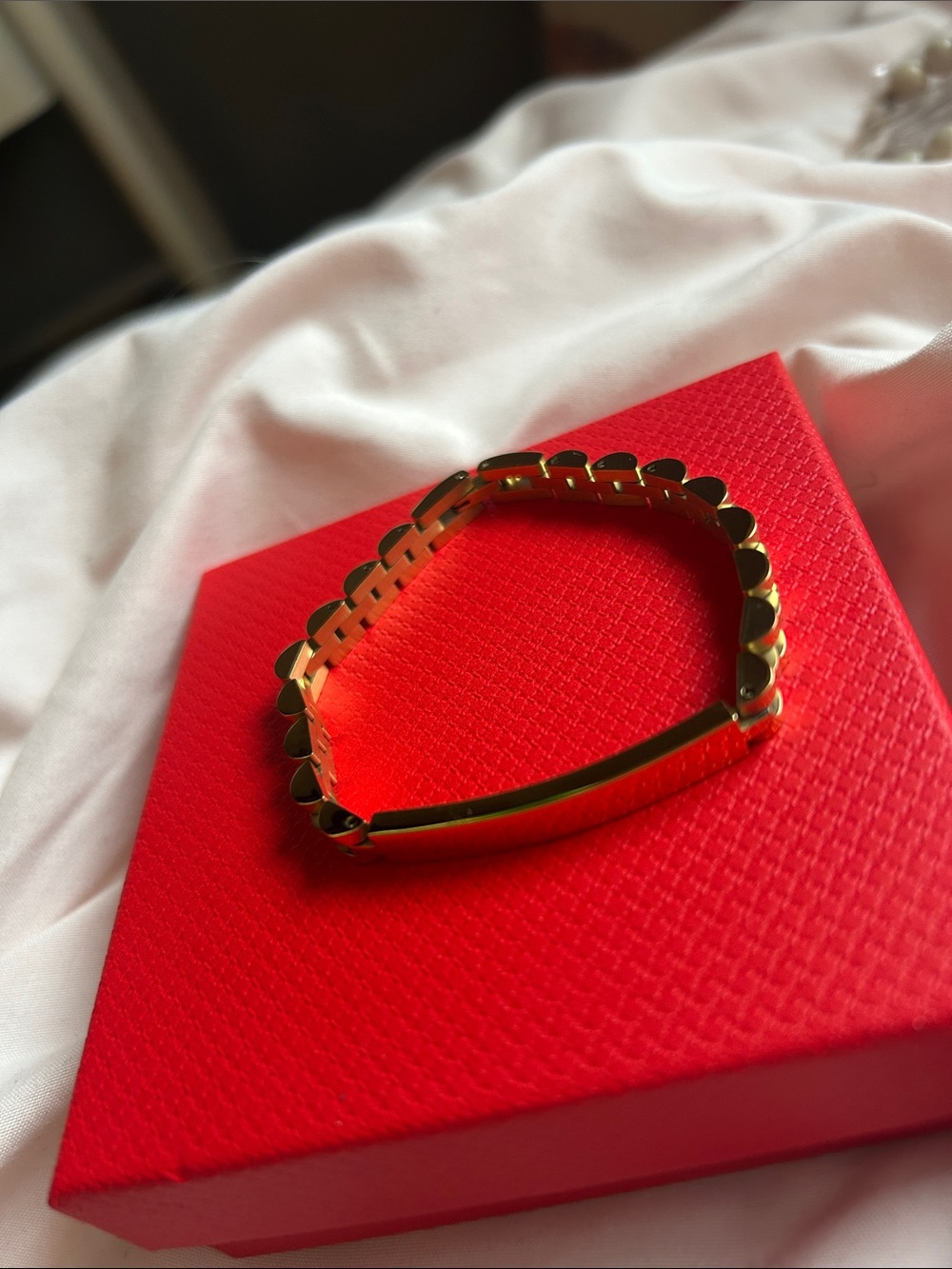 Plunder Gold-tone Stainless Steel Link ID Bracelet - Classic Shine